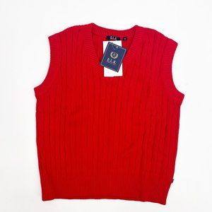 E.L.K Boys Vest Size 12 Red Cable Knit Cotton Vest